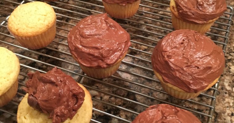 Treat Tuesday-Yellow Cupcakes with Simple Chocolate Frosting